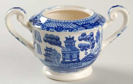 Blue Willow (No Gold, "Japan" Only) Sugar Bowl No Lid