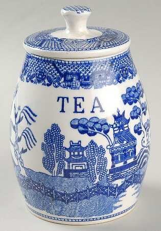 Blue Willow (No Gold, "Japan" Only) Tea Canister & Lid