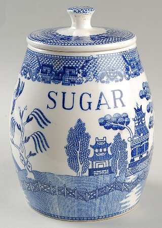 Blue Willow (No Gold, "Japan" Only) Sugar Canister & Lid