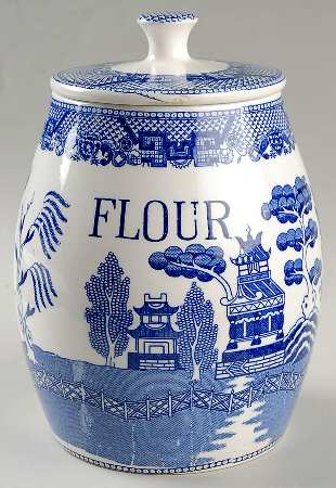 Blue Willow (No Gold, "Japan" Only) Flour Canister & Lid