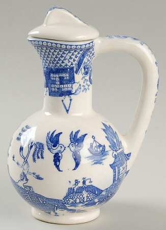 Blue Willow (No Gold, "Japan" Only) Vinegar Cruet and Stopper