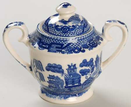 Blue Willow (No Gold, "Japan" Only) Sugar Bowl & Lid