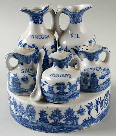 Blue Willow (No Gold, "Japan" Only) (8 Pc) Condiment Set