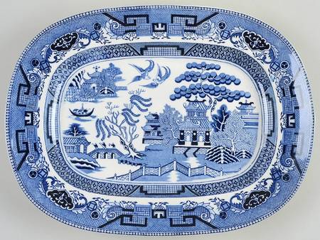 Blue Willow (No Gold, "Japan" Only) 14" Oval Serving Platter