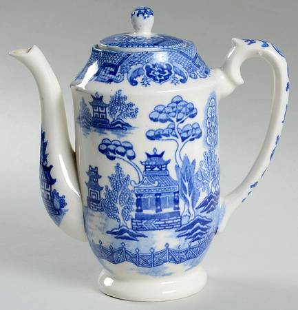 Blue Willow (No Gold, "Japan" Only) Mini Coffee Pot & Lid