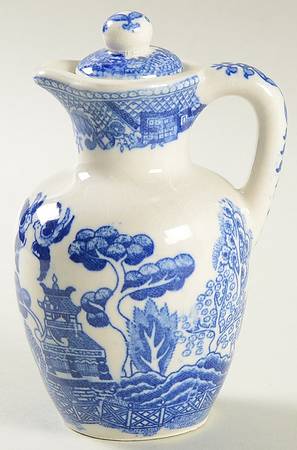 Blue Willow (No Gold, "Japan" Only) Oil Cruet with Stopper
