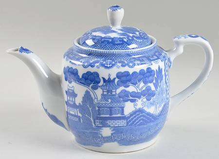 Blue Willow (Occupied, No Trim) Teapot & Lid