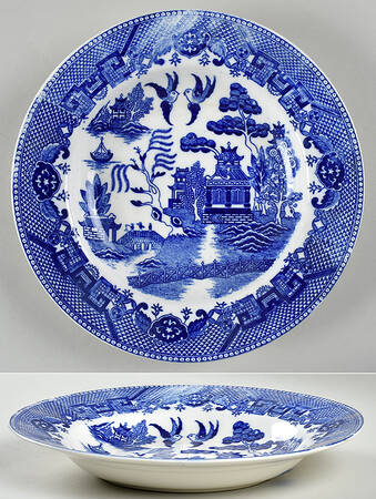 Blue Willow (Occupied, No Trim) Large Rim Soup Bowl