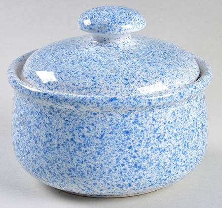 Carnival Spatter Blue Sugar Bowl & Lid