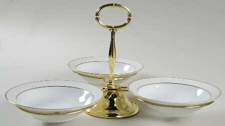 Cellini Romanesque 7" x 12" 3-Part Relish & Metal Stand (FR) HC