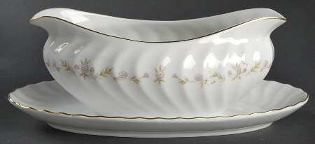 Christine (Pink Flowers) Gravy Boat with Attached Underplate