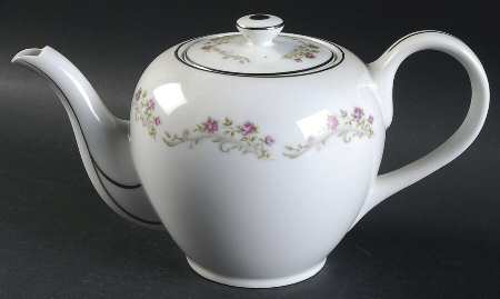 Elaine (Green Leaves, Pink Flowers) Teapot & Lid