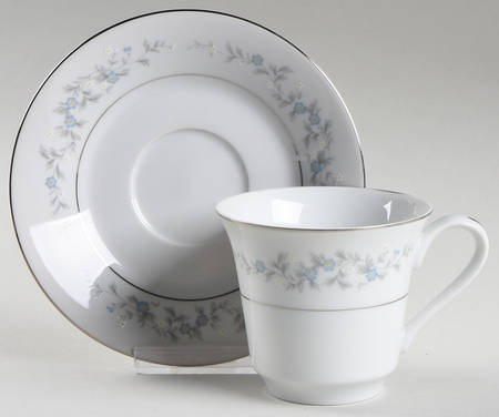 Forget Me Not Blue Flat Cup & Saucer Set