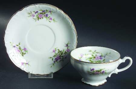 Forget Me Not Pink (#18002R) Footed Cup & Saucer Set