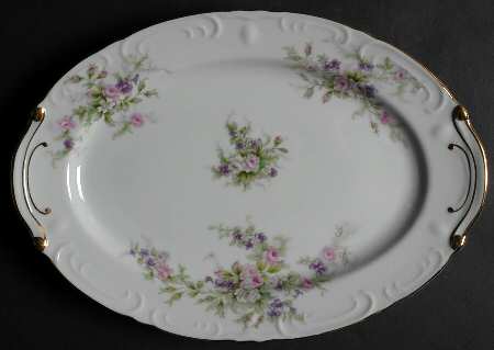 Forget Me Not Pink (#18002R) 12" Oval Serving Platter