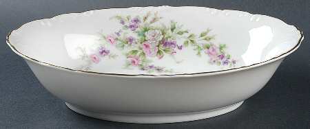 Forget Me Not Pink (#18002R) 10" Oval Vegetable Bowl