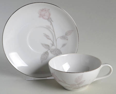 French Rose Flat Cup & Saucer Set