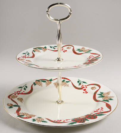 Holiday Tidings 2 Tiered Serving Tray (Dinner & Salad Plate)