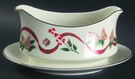Holiday Tidings Gravy Boat with Attached Underplate