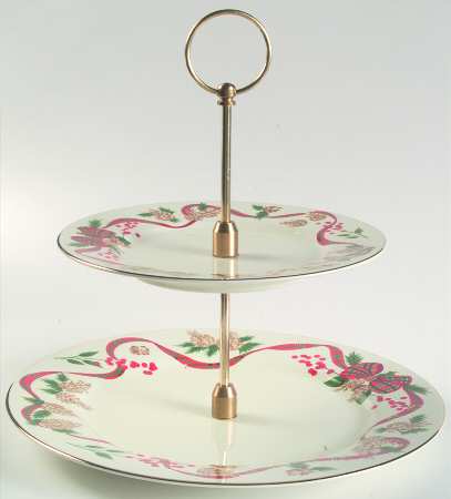 Holiday Tidings 2 Tiered Serving Tray (Dinner & Salad Plate)
