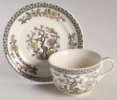 Indian Tree (Border Design) Flat Cup & Saucer Set