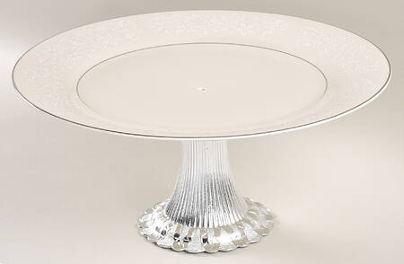 Ivory Fantasy Cake Stand with 4"-5" Metal Pedestal  Hc