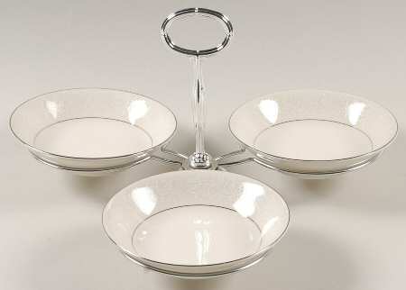 Ivory Fantasy 7" x 12" 3-Part Relish & Metal Stand (FR) HC
