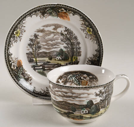 Meadow-Rural Scenery Flat Cup & Saucer Set