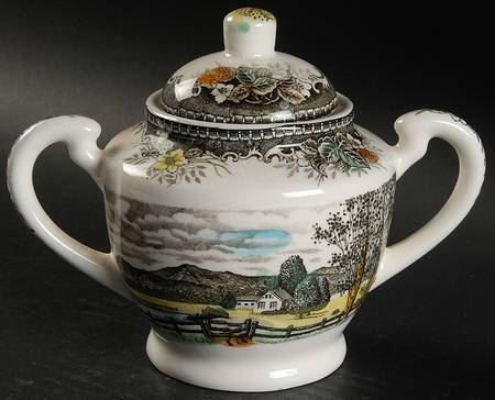 Meadow-Rural Scenery Sugar Bowl & Lid
