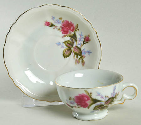 Moss Rose Footed Demitasse Cup & Saucer Set