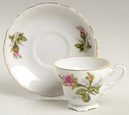 Moss Rose Footed Demitasse Cup & Saucer Set