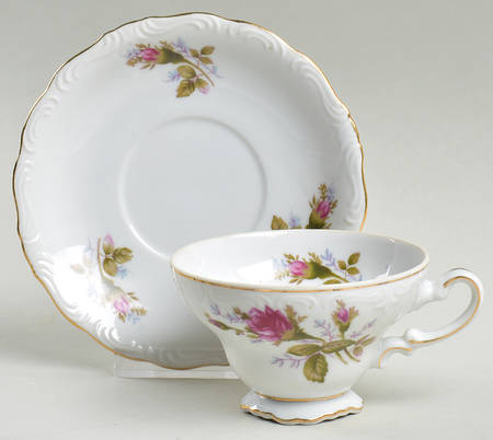Moss Rose Footed Cup & Saucer Set