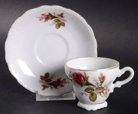 Moss Rose Footed Demitasse Cup & Saucer Set