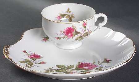Moss Rose Snack Plate & Cup Set