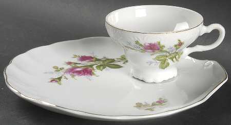 Moss Rose Snack Plate & Cup Set