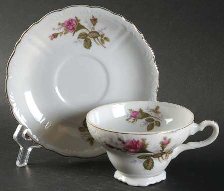 Moss Rose Footed Cup & Saucer Set
