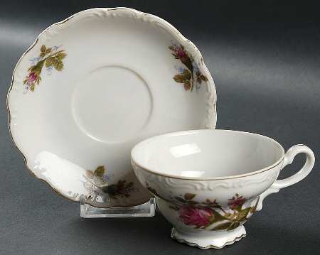 Moss Rose Footed Cup & Saucer Set