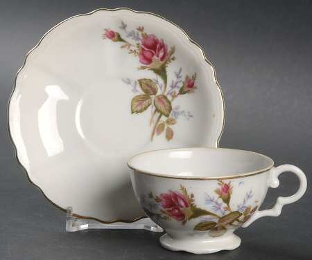 Moss Rose Footed Demitasse Cup & Saucer Set