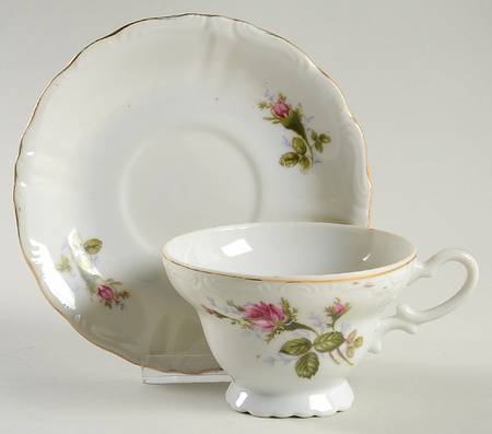 Moss Rose Footed Cup & Saucer Set