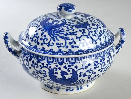 Phoenix Bird Small Round Covered Vegetable