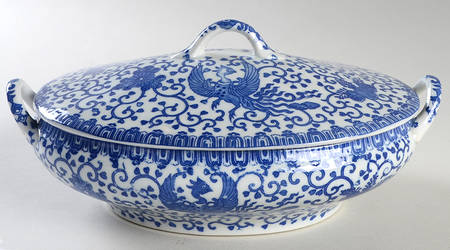 Phoenix Bird #3 Large Oval Covered Vegetable