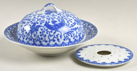 Phoenix Bird Round Covered Butter with Strainer