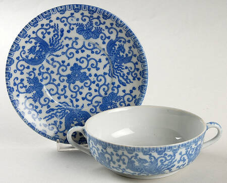 Phoenix Bird Flat Cream Soup Bowl & Saucer Set