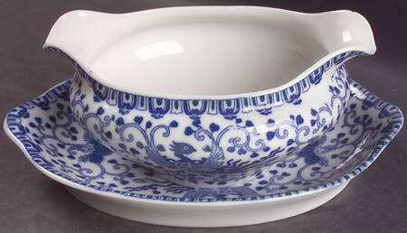 Phoenix Bird Gravy Boat with Attached Underplate