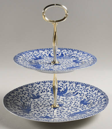 Phoenix Bird 6 5/8"-10"  2 Tiered Serving Tray (Dp, Sp) HC