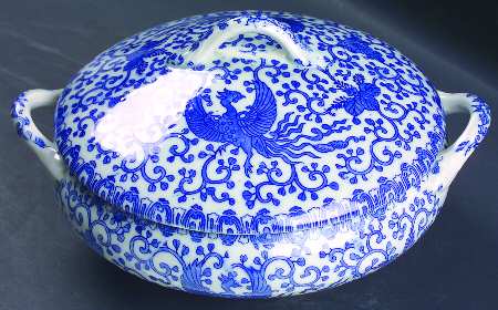 Phoenix Bird #3 Large Round Covered Vegetable