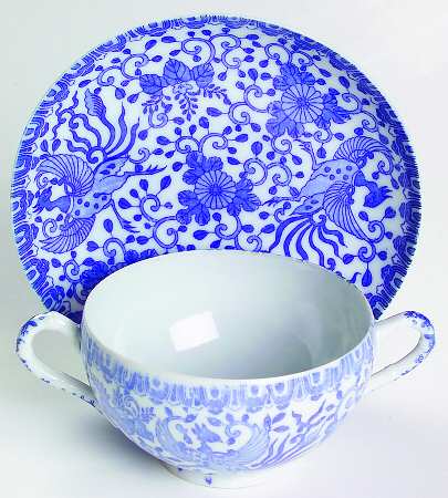 Phoenix Bird Footed Bouillon Cup & Saucer