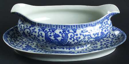 Phoenix Bird Gravy Boat with Attached Underplate