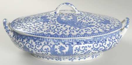 Phoenix Bird #3 Large Oval Covered Vegetable