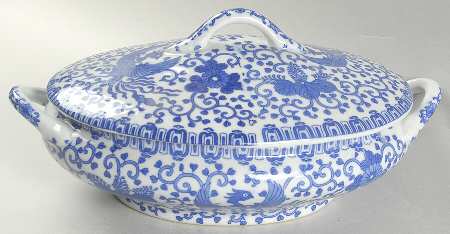 Phoenix Bird Oval Covered Vegetable